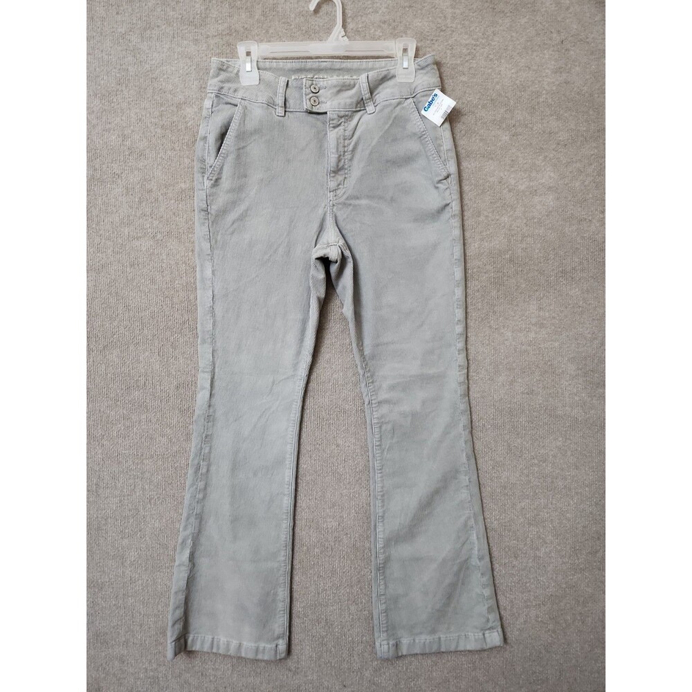 American Eagle Kick Boot Corduroy Pants Womens 12 Gray Flap Pockets Stretch NWOT